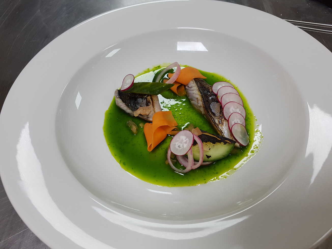 Aaron's Cured Mackerel with Pickled Vegetables and Herb Oil