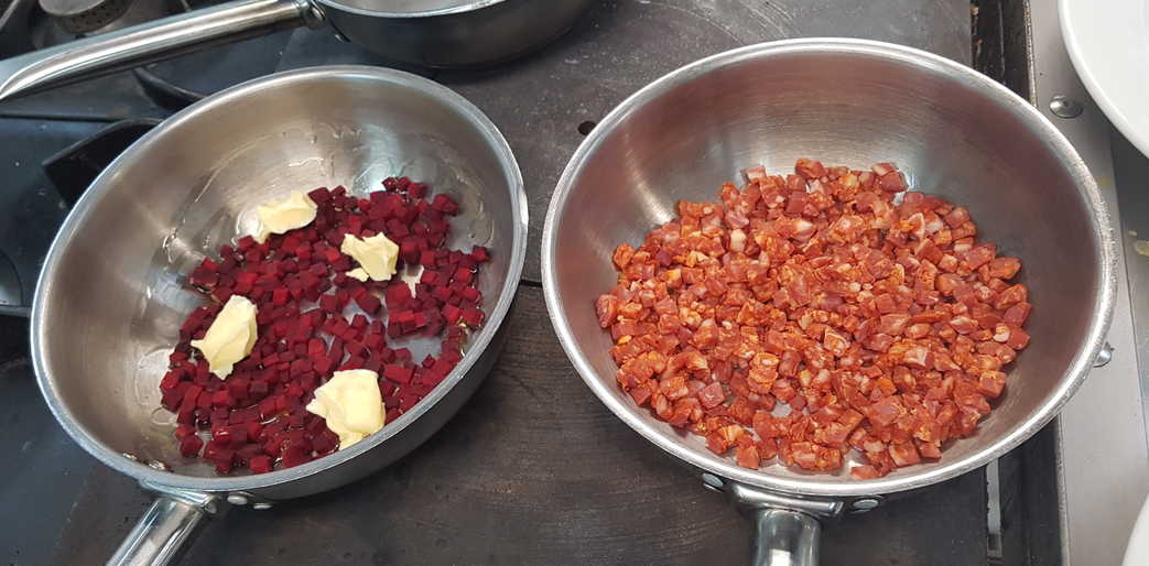 Cooking Chorizo and Beetroot risotto