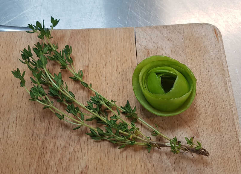 An Apple-Peel Rose for Garnish