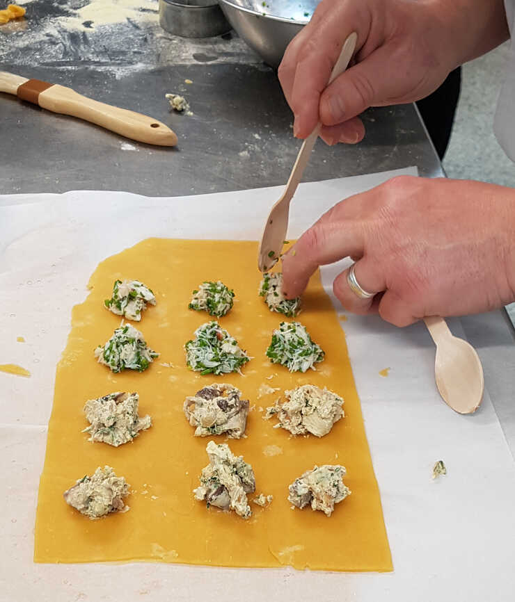 Laying out the Ravioli Stuffings