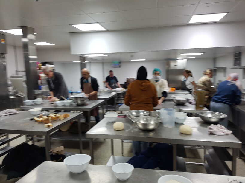 The cookery class hard at work.