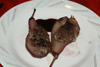 Port Poached Stuffed Pears