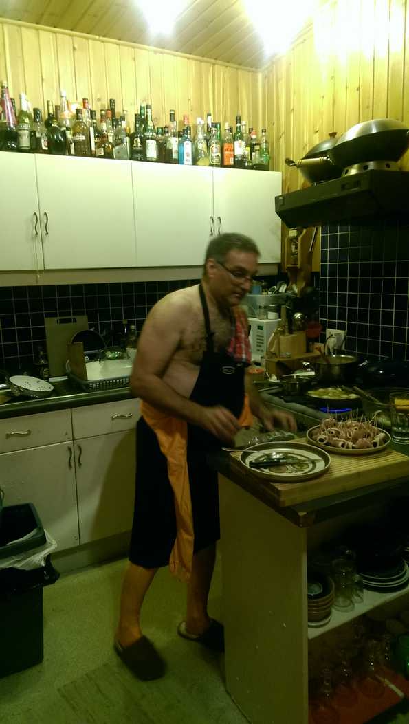 Karl cooking naked