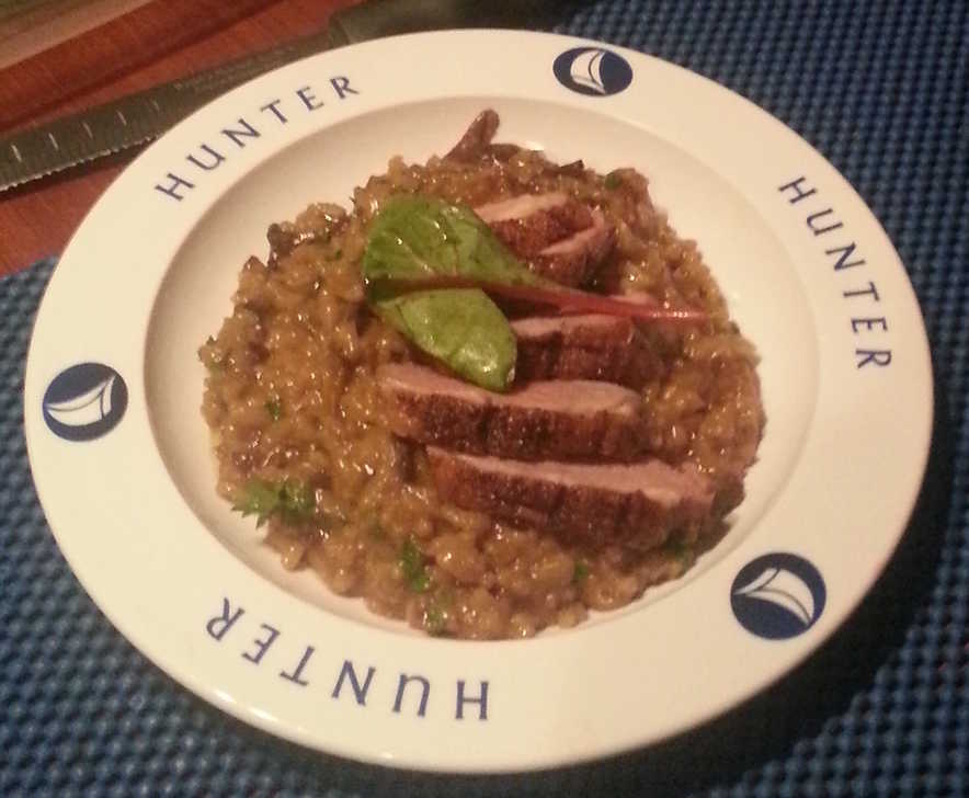 Cocoa Dusted Duck Breasts with Wild Mushroom Risotto