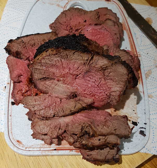 Beautifully cooked, sliced topside joint
