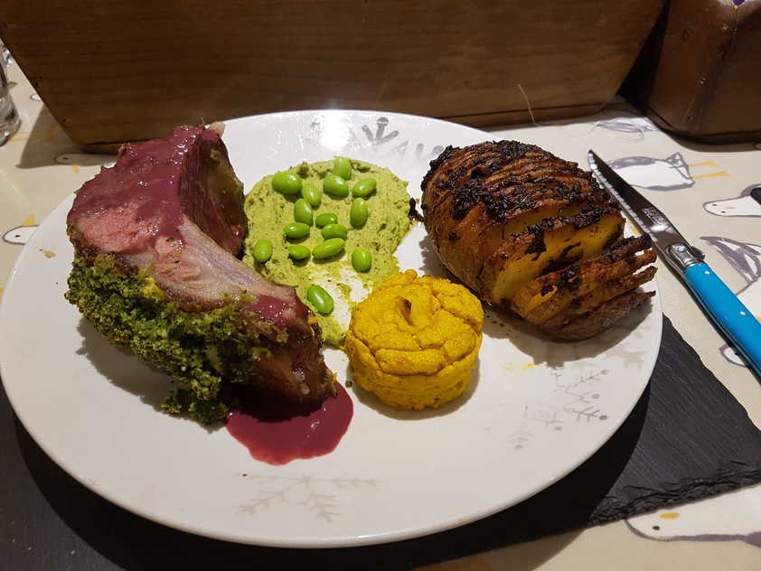 Herb-Crusted Lamb Chop with ALL the Trimmings