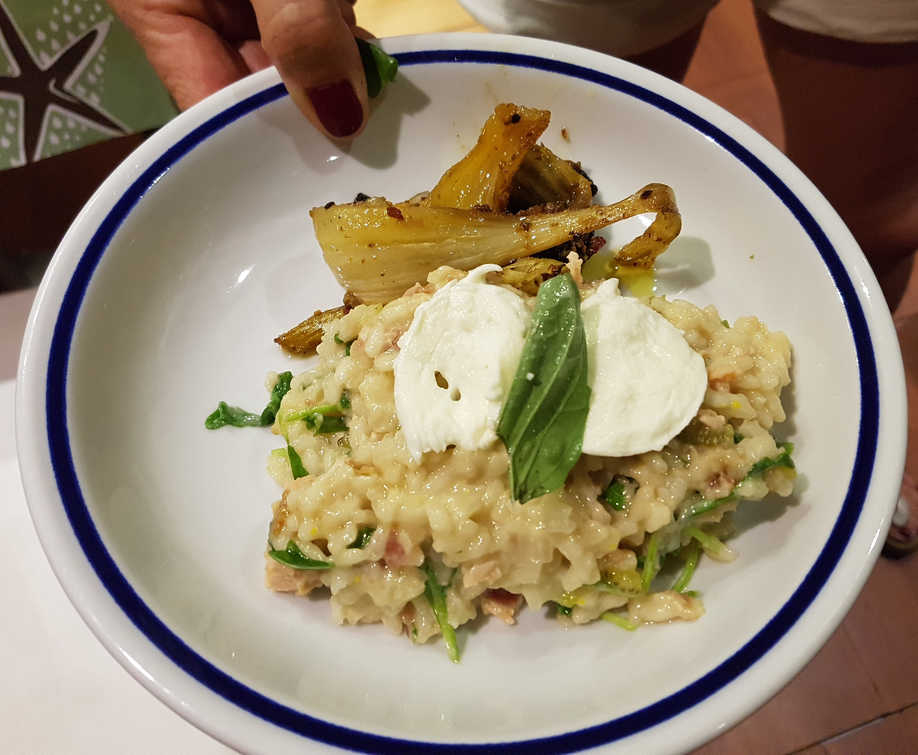 Marinated Salmon Risotto with Aperol Fennel