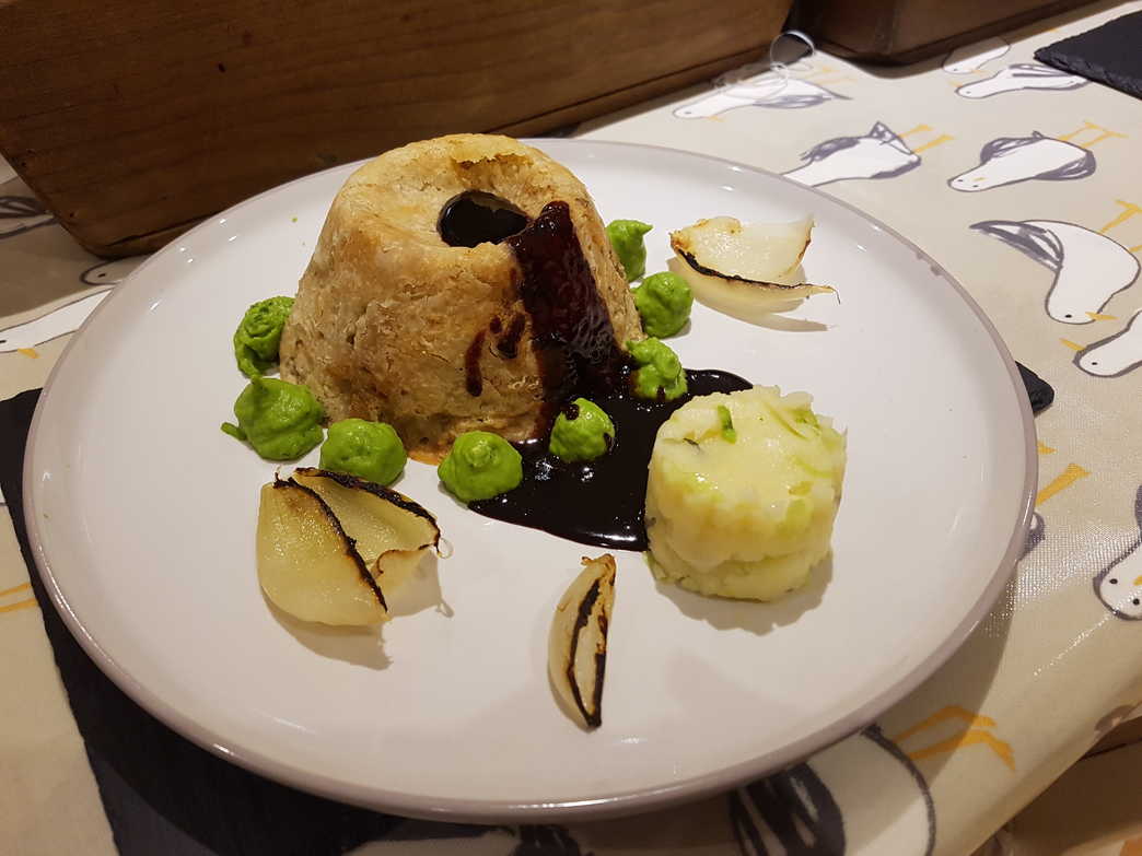 Steak and Kidney Pudding with a Gorgonzola Crust