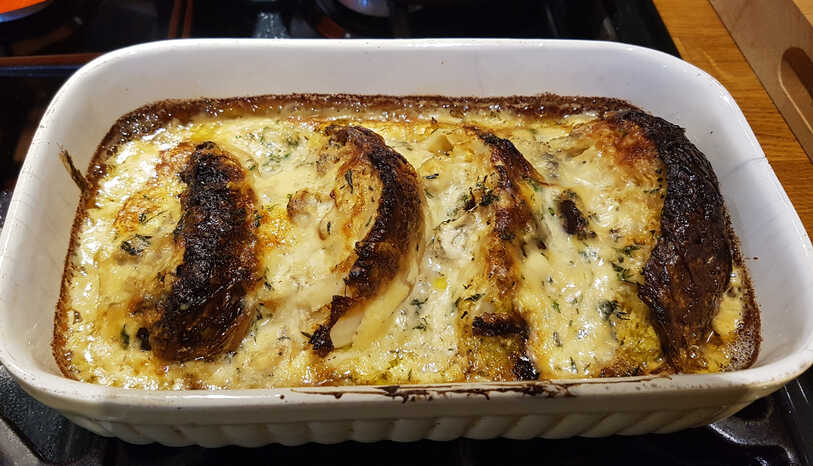 Roasted Cabbage with Gorgonzola. Baked.