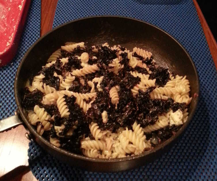 Red Kale Pasta with Chilli and Anchovy