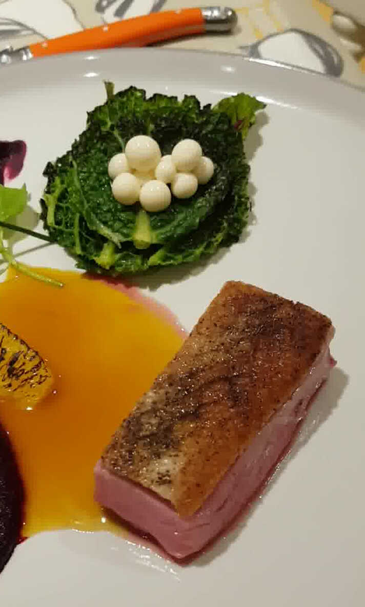 A lozenge of duck breast