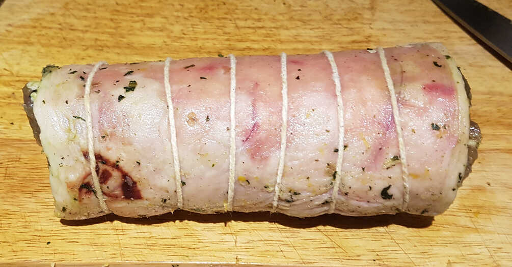 Lamb's Breast. Rolled and Trussed.